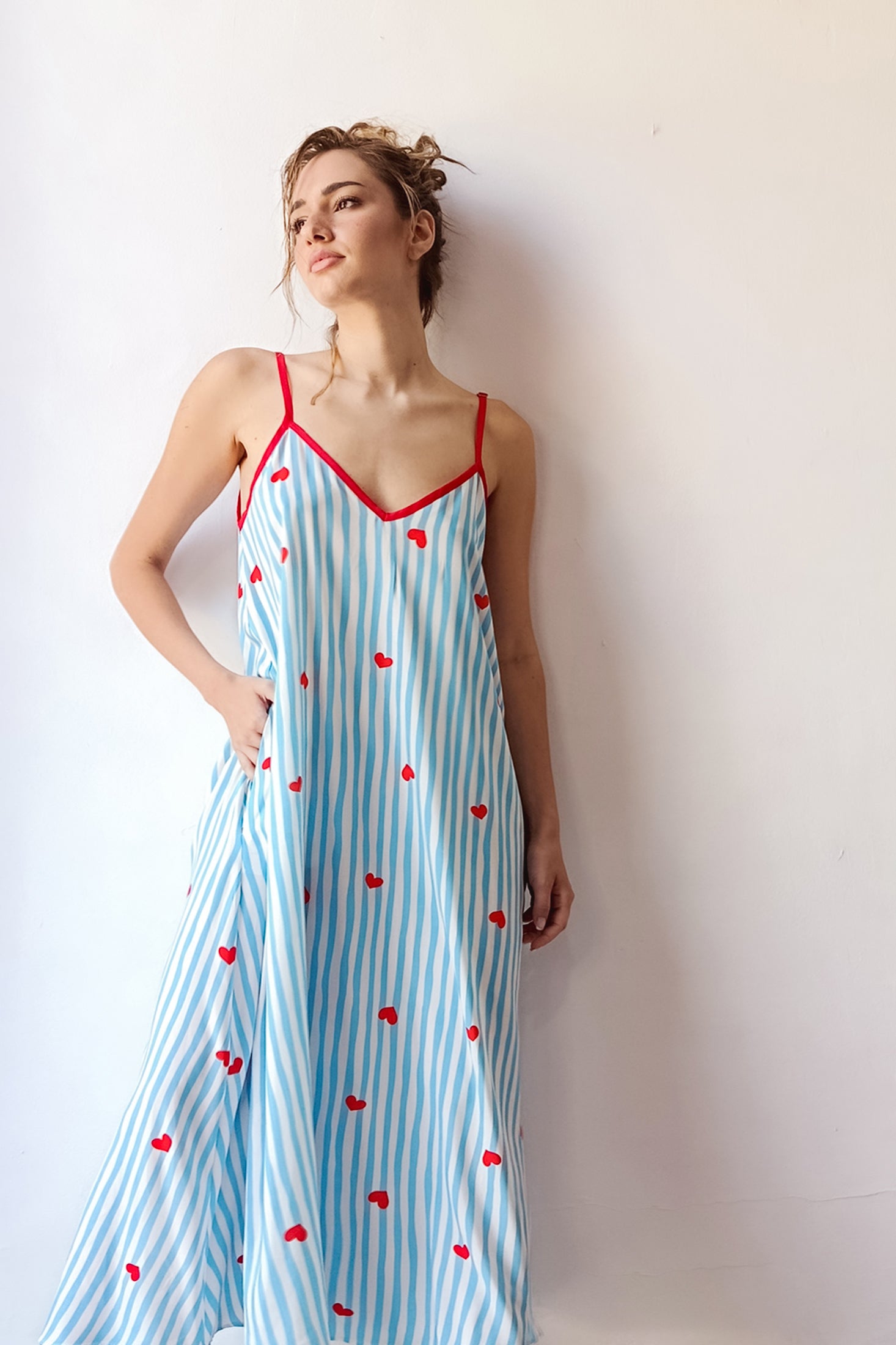 ANNITA DRESS (light blue stripes)