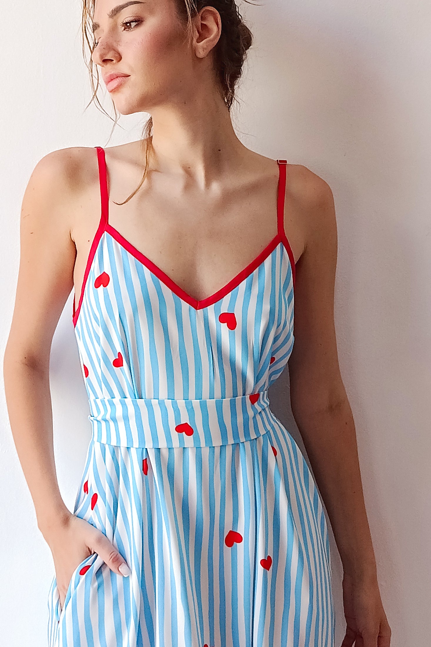 ANNITA DRESS (light blue stripes)