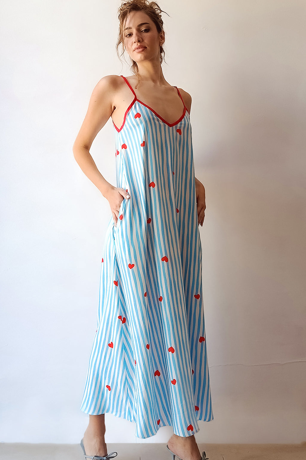 ANNITA DRESS (light blue stripes)