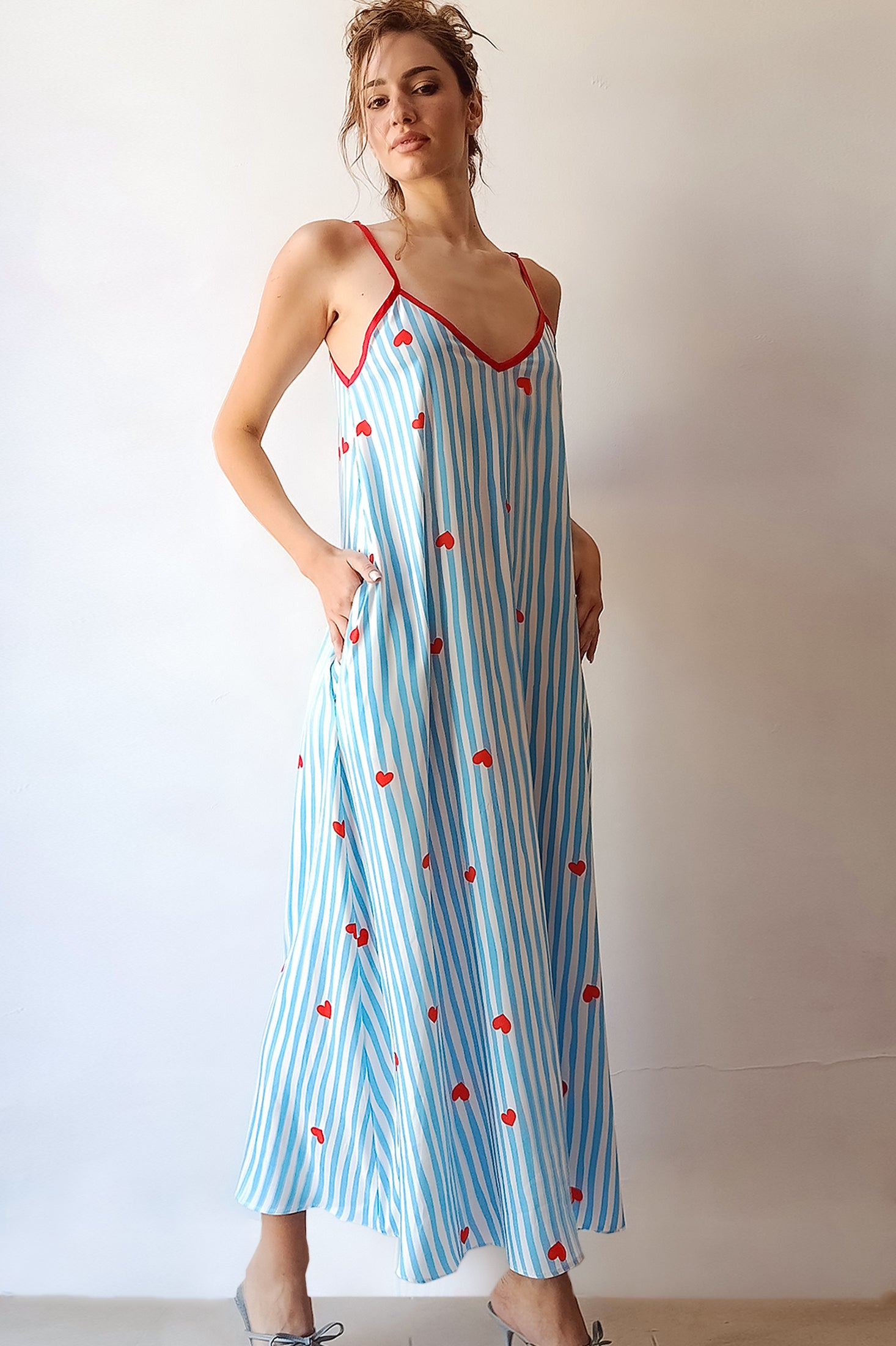 ANNITA DRESS (light blue stripes)