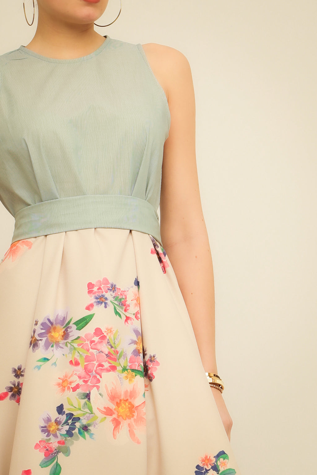 DAISY DRESS (ivory / light green)