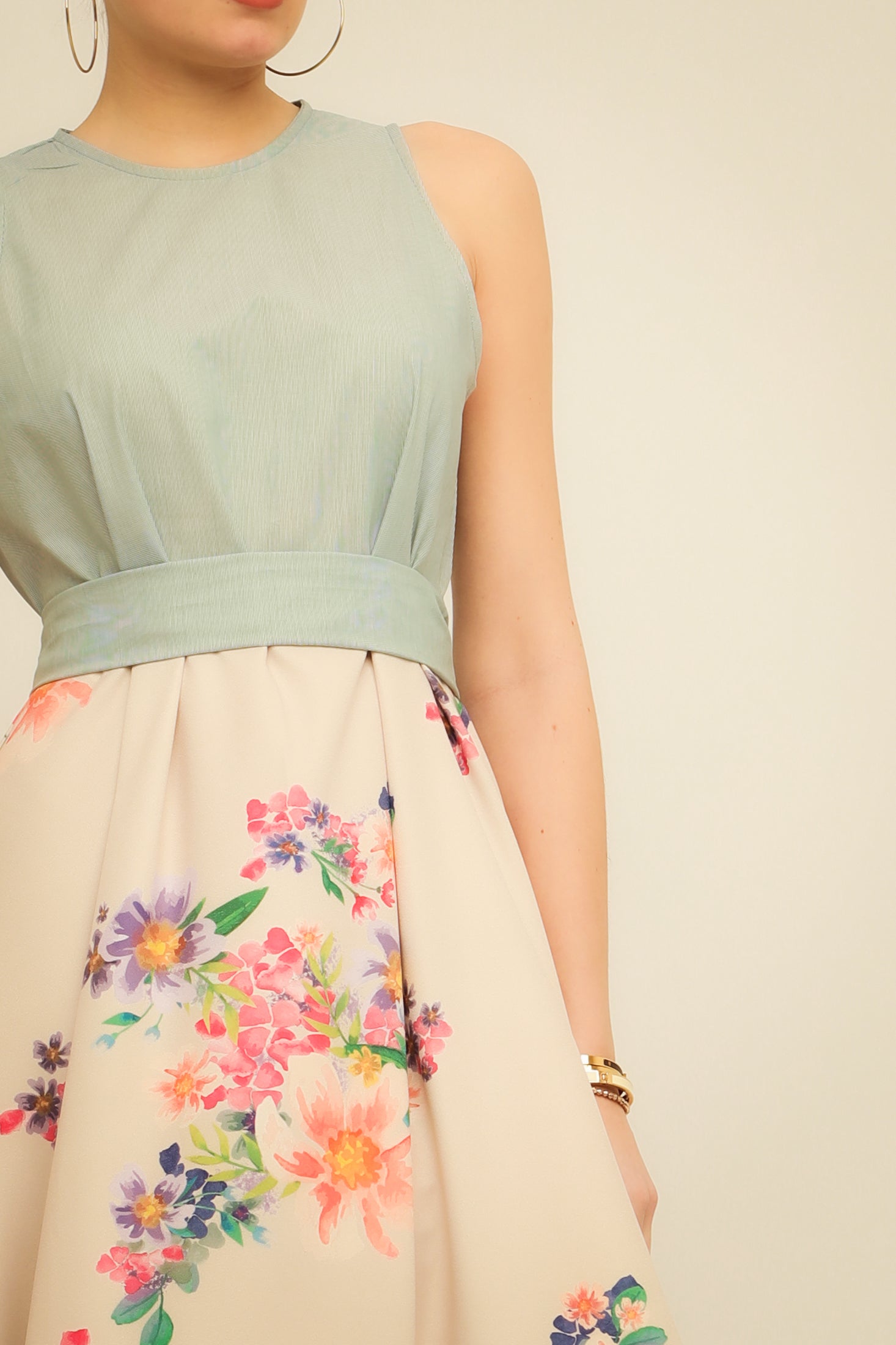 DAISY DRESS (ivory / light green)