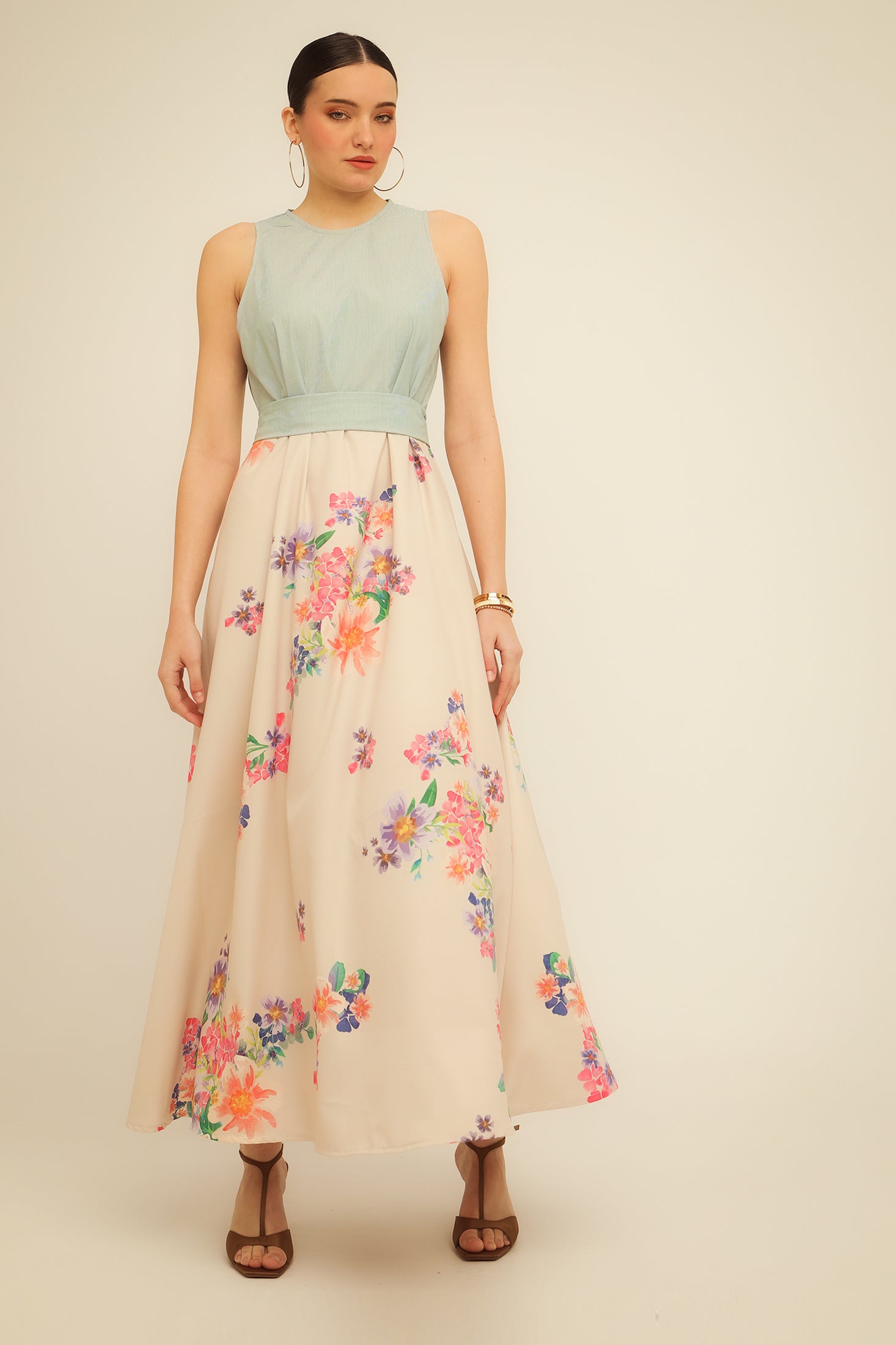 DAISY DRESS (ivory / light green)