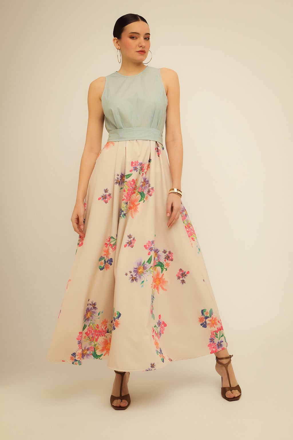 DAISY DRESS (ivory / light green)