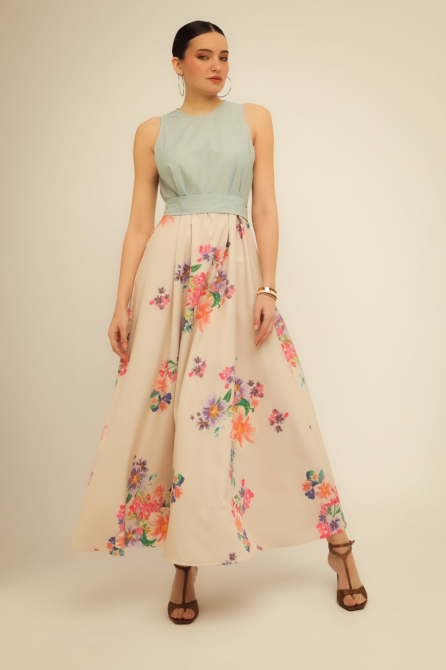 DAISY DRESS (ivory / light green)