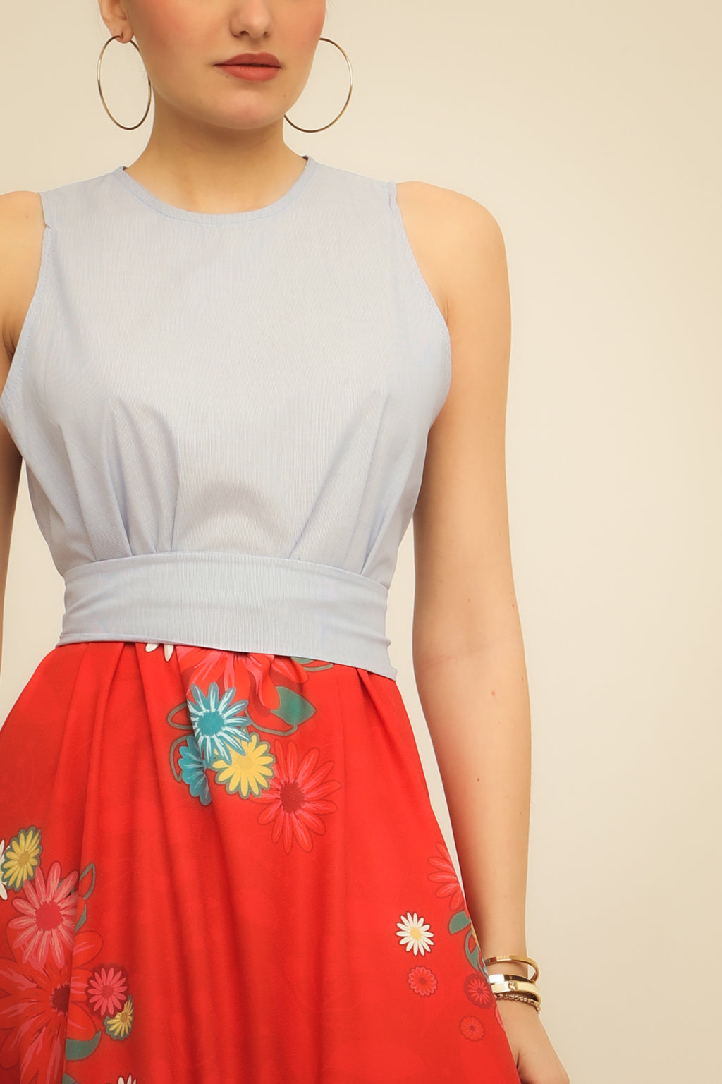DAISY DRESS (red / light blue)