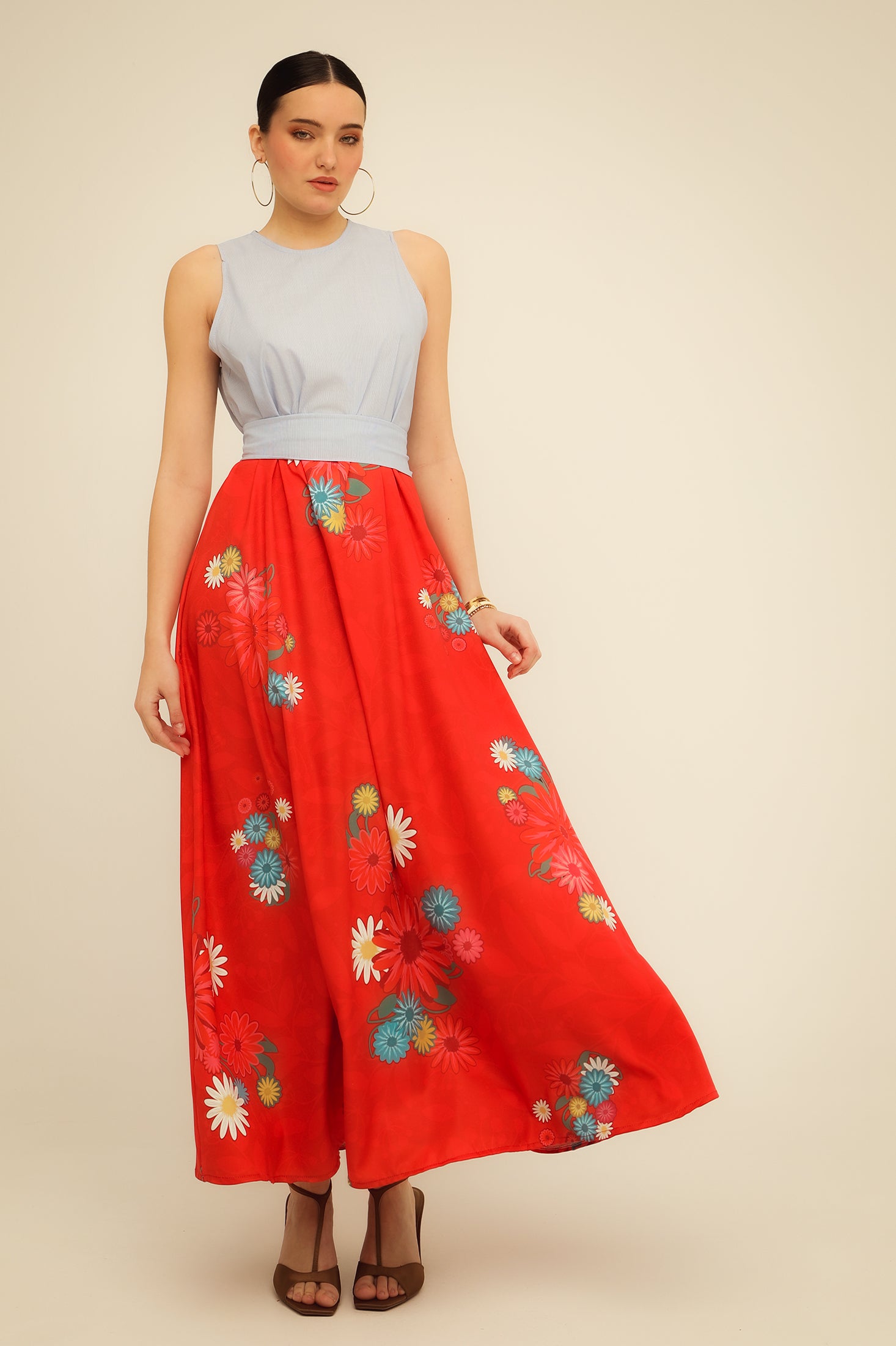 DAISY DRESS (red / light blue)