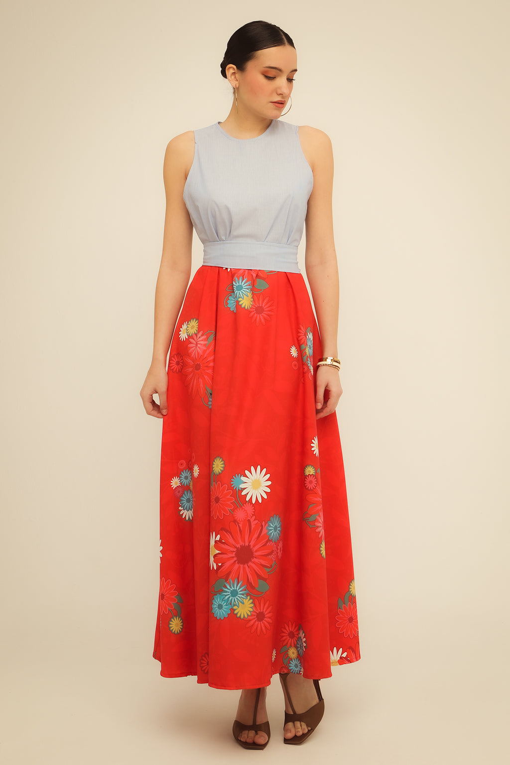 DAISY DRESS (red / light blue)
