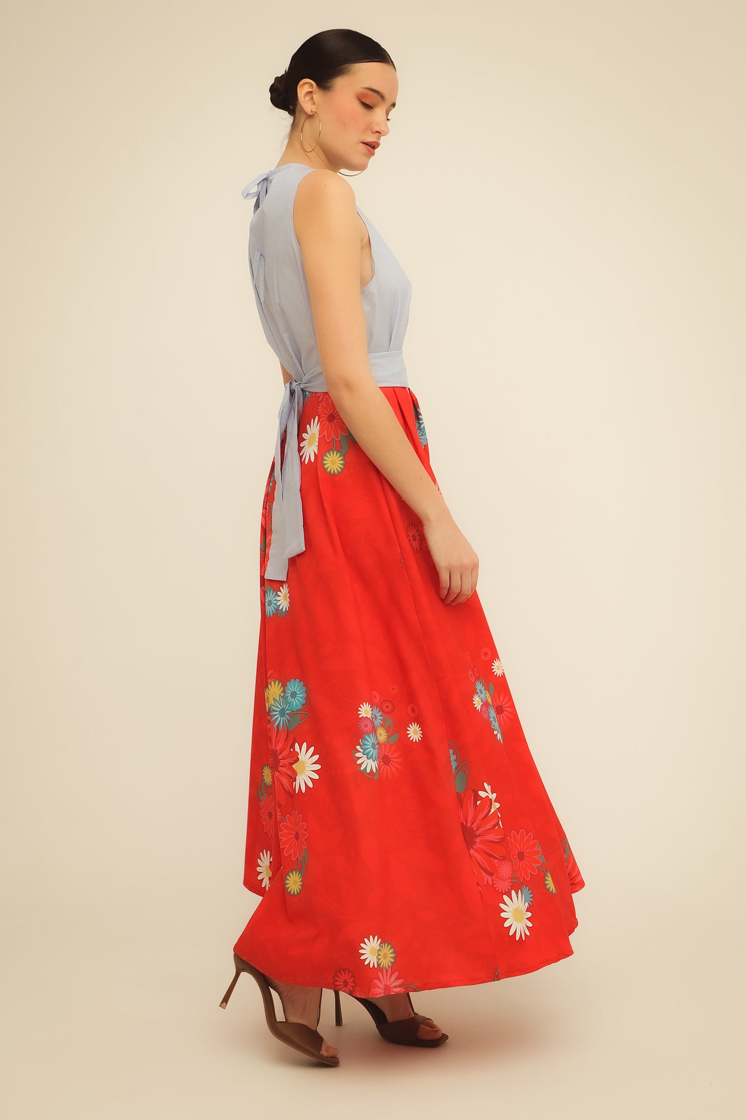DAISY DRESS (red / light blue)