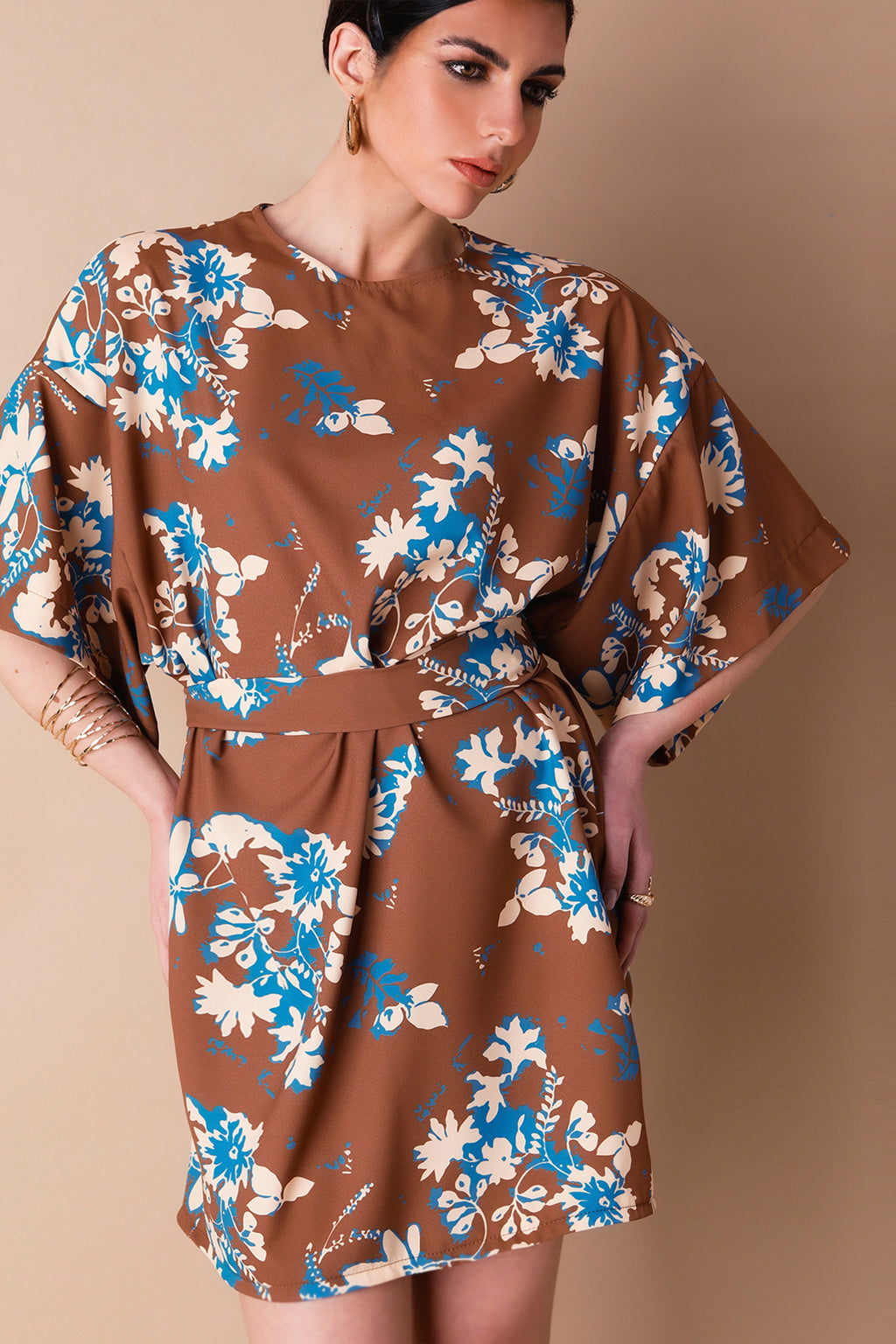 RENATA DRESS (brown/blue)