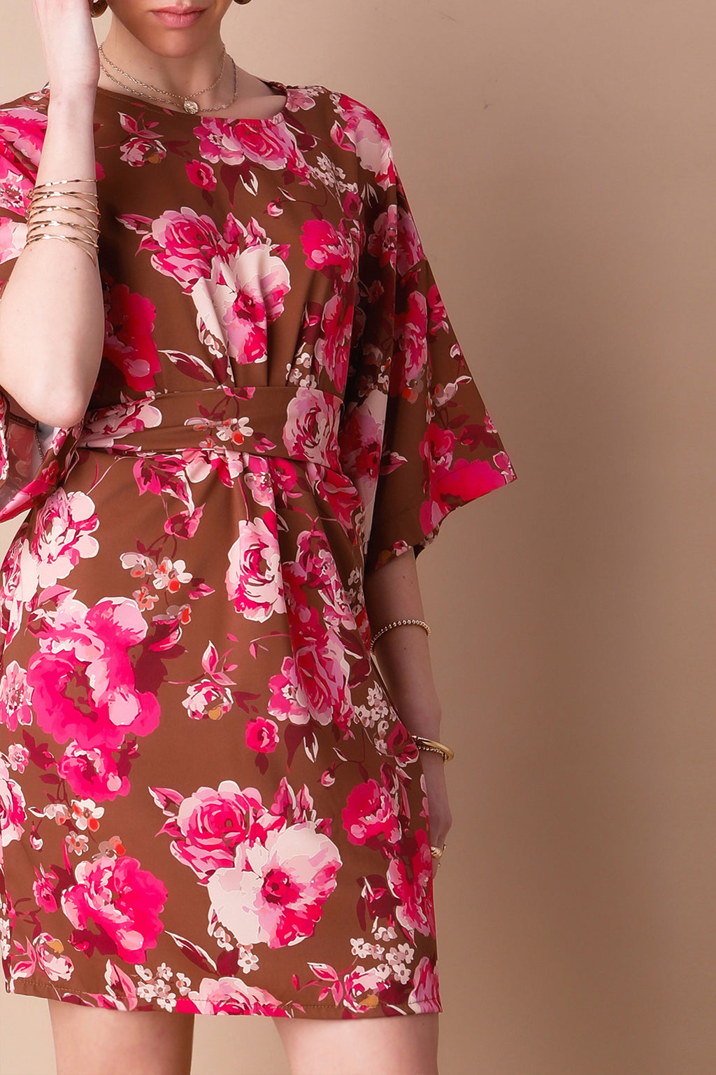 RENATA DRESS (brown/pink)
