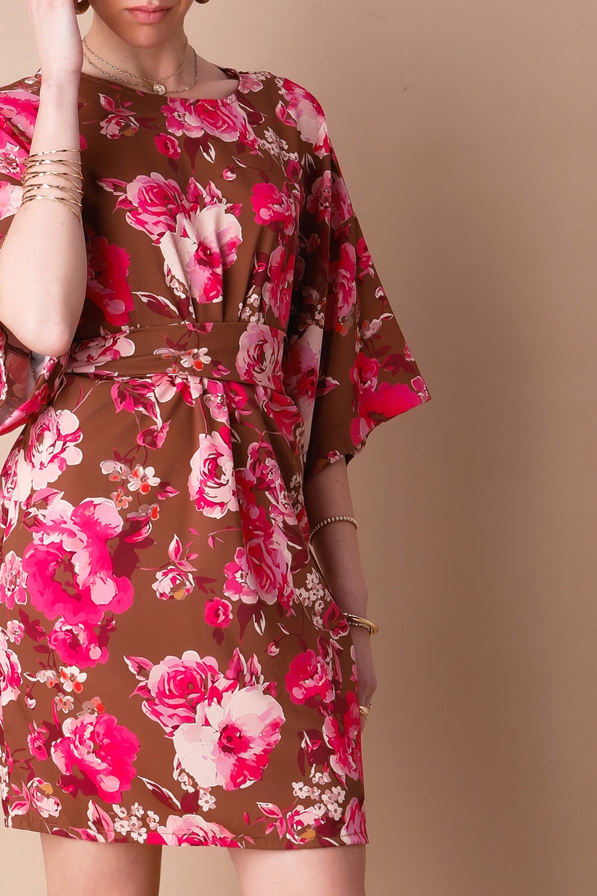 RENATA DRESS (brown/pink)
