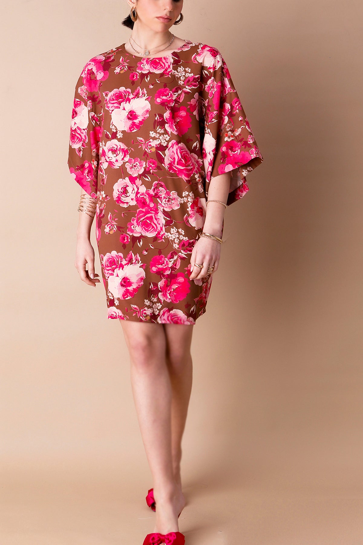 RENATA DRESS (brown/pink)