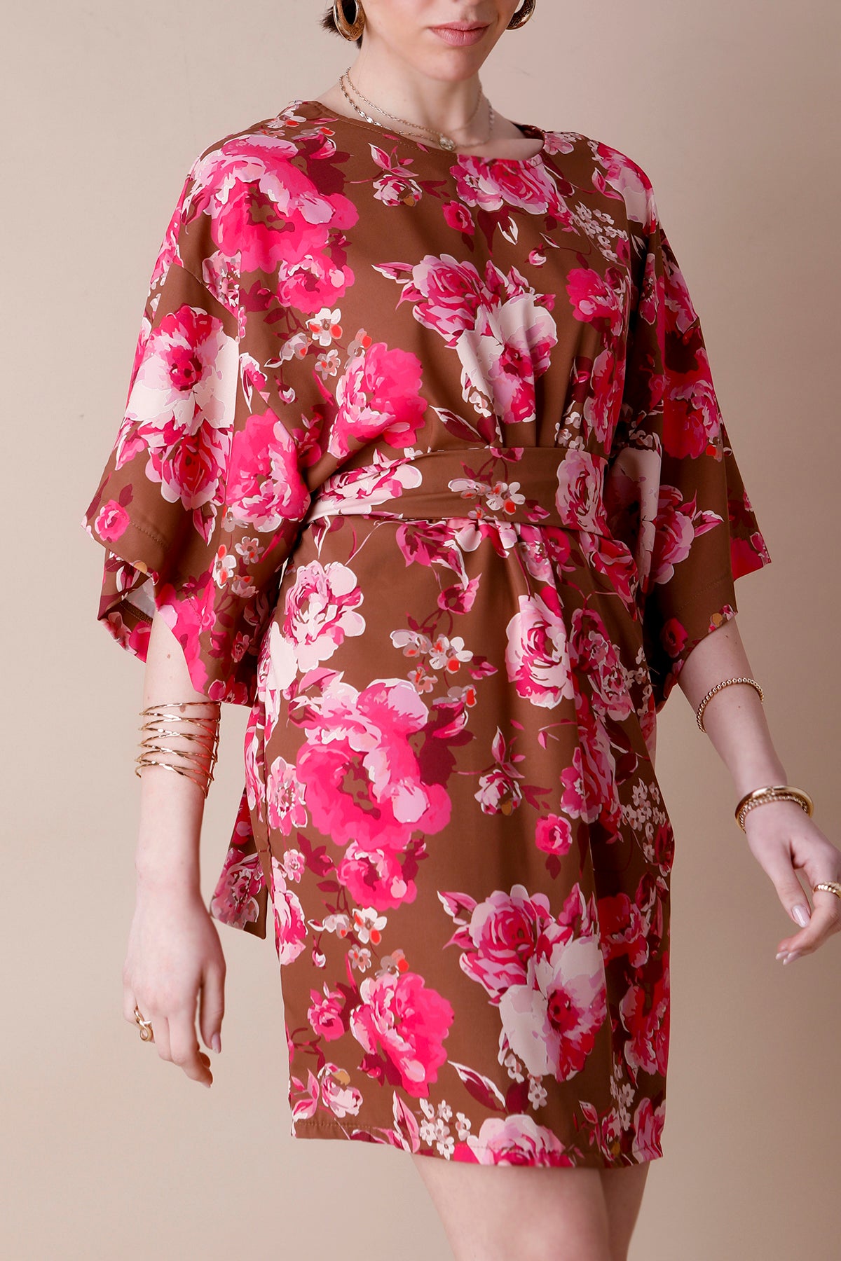 RENATA DRESS (brown/pink)